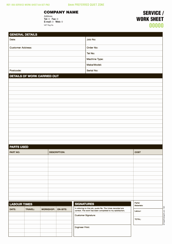 Service Work orders Template New Free Service Report Pads Templates