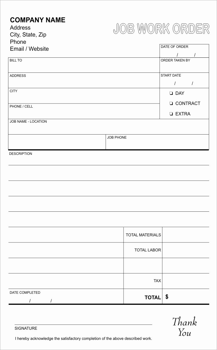 Service Work orders Template New Work order