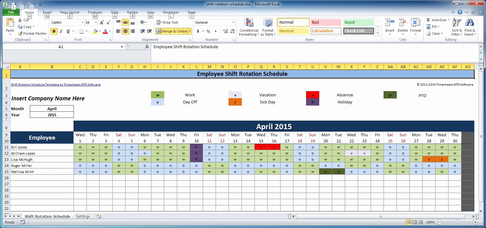 Shift Work Calendar Template Elegant Free Employee and Shift Schedule Templates