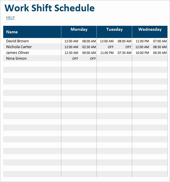 Shift Work Calendar Template Unique Weekly Work Schedule Template Open Office Driverlayer