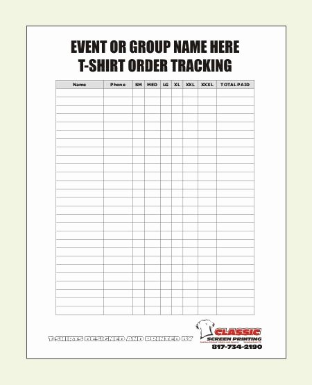 Shirt order form Template New Blank T Shirt order form Template