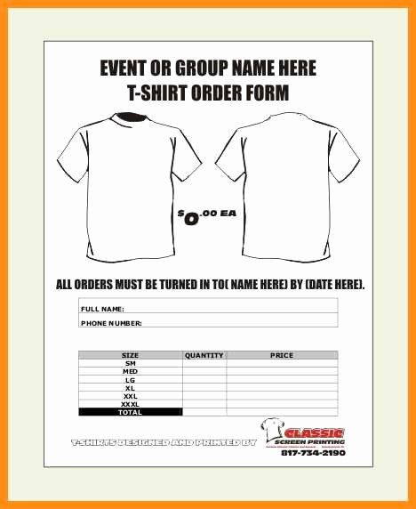 Shirt order forms Template Best Of 9 Custom T Shirt order form Template