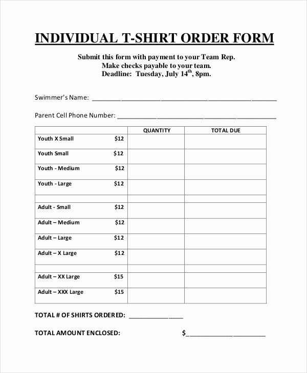 Shirt order forms Template Lovely 12 T Shirt order forms Free Sample Example format