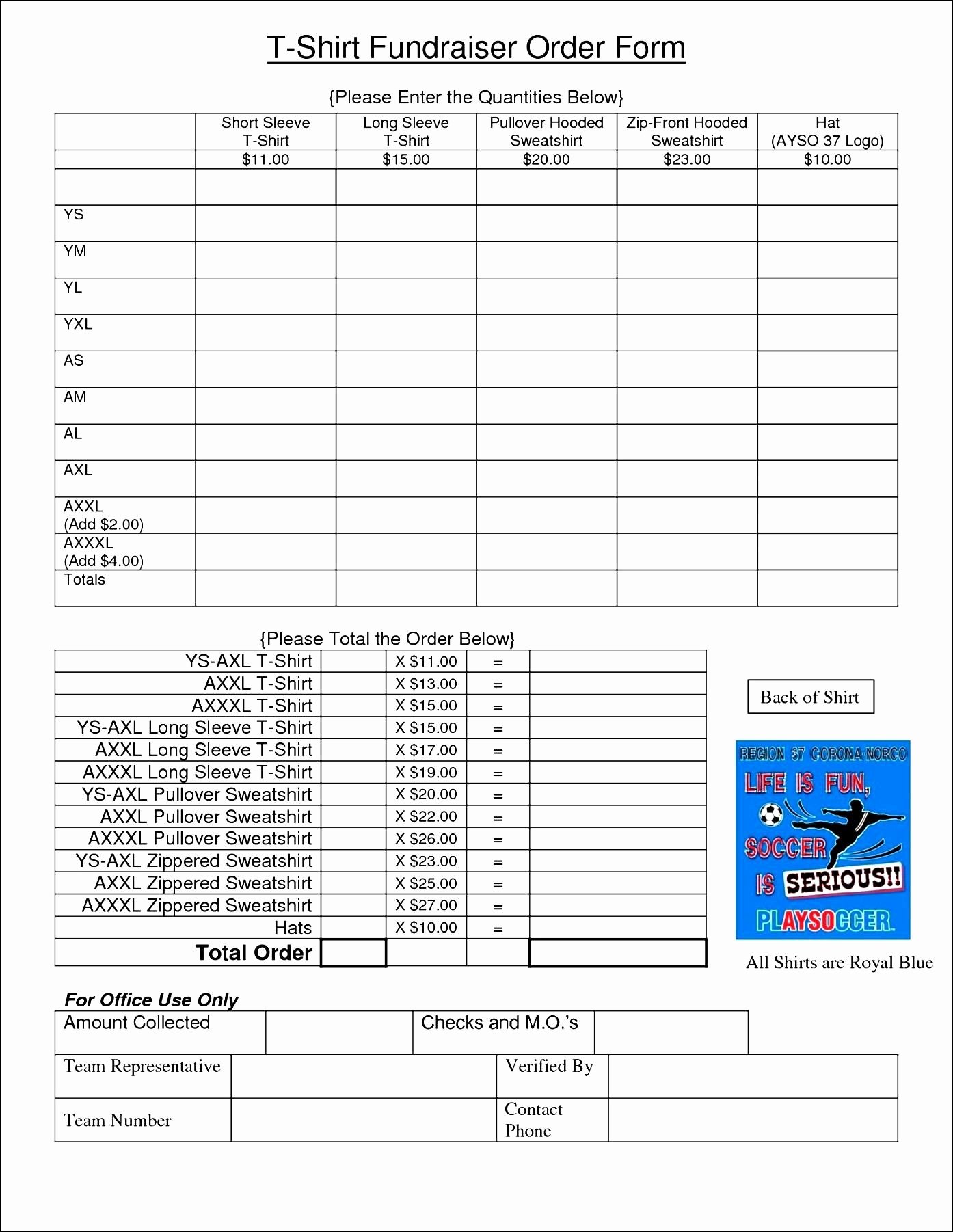 Shirt order forms Template Unique T Shirt Fundraiser order form Template