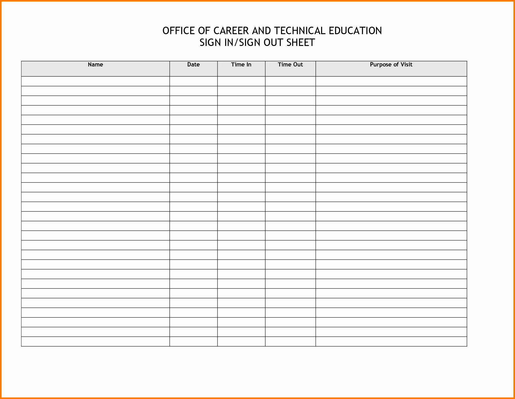 Sign In Out Sheet Template Beautiful 3 Sign Out Sheet Template