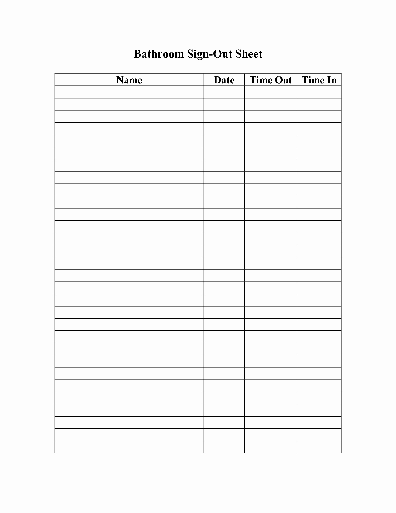 Sign In Out Sheet Template Best Of 6 Best Of Bathroom Sign Out Sheet Printable
