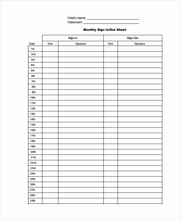 Sign In Out Sheet Template New 9 Classroom Sign Out Sheets