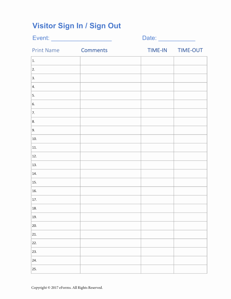 Sign In Out Sheet Template Unique Sign In Sheet Template Word