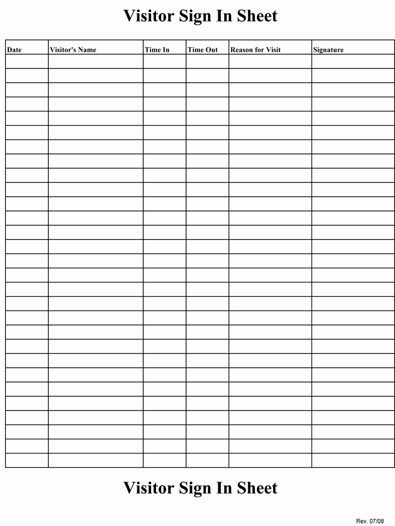 Sign In Sheet Template Doc Lovely Sign In Sheet Template