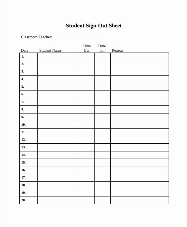 Sign In Sheet Template Doc Luxury Sample Classroom Sign Out Sheet 8 Free Documents