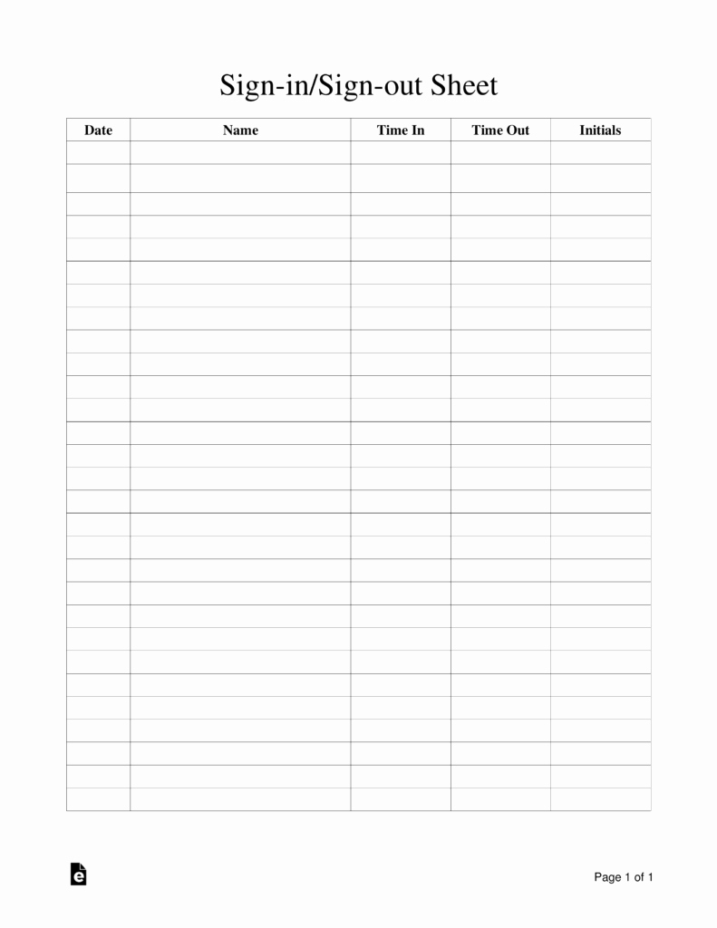 Sign In Sheet Template Doc New Sign In Sign Out Sheet Template