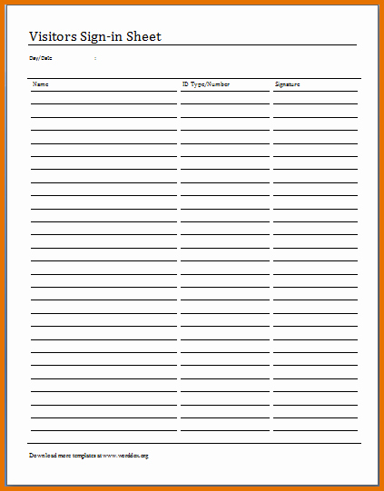 Sign In Sheet Template Doc Unique 7 Sign In Sheet Template Wordreference Letters Words