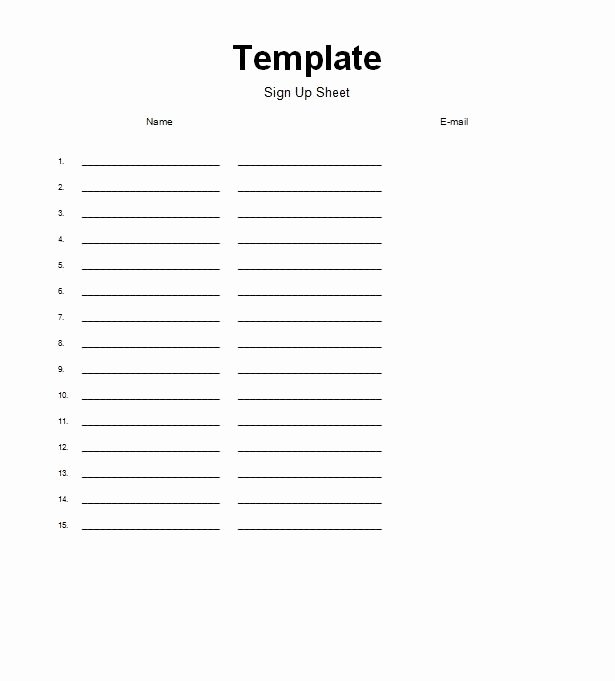 Sign Up form Template Word Beautiful Sign Up Sheet Template