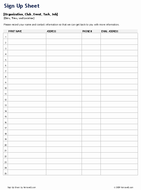 Sign Up form Template Word Lovely Sign Up Sheets Potluck Sign Up Sheet