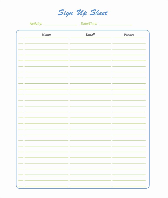 Sign Up form Template Word Unique Sign Up Sheets 58 Free Word Excel Pdf Documents