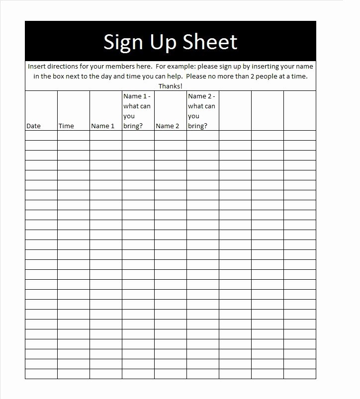 Sign Up Page Template Best Of 40 Sign Up Sheet Sign In Sheet Templates Word &amp; Excel