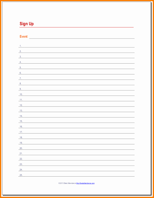Sign Up Sheet Template Free Best Of Sign Up Sheet Templates