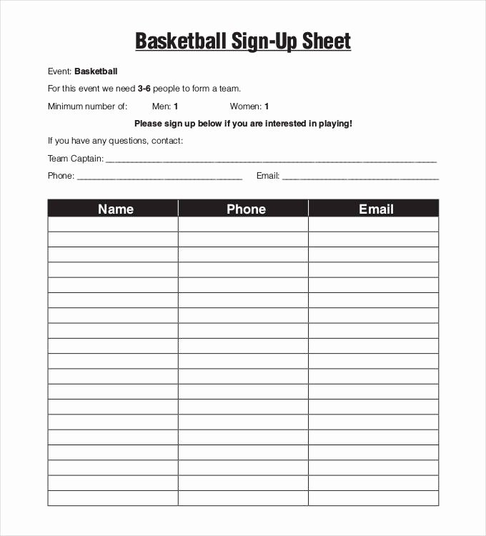 Sign Up Sheet Template Free Unique Sign Up Sheets 58 Free Word Excel Pdf Documents