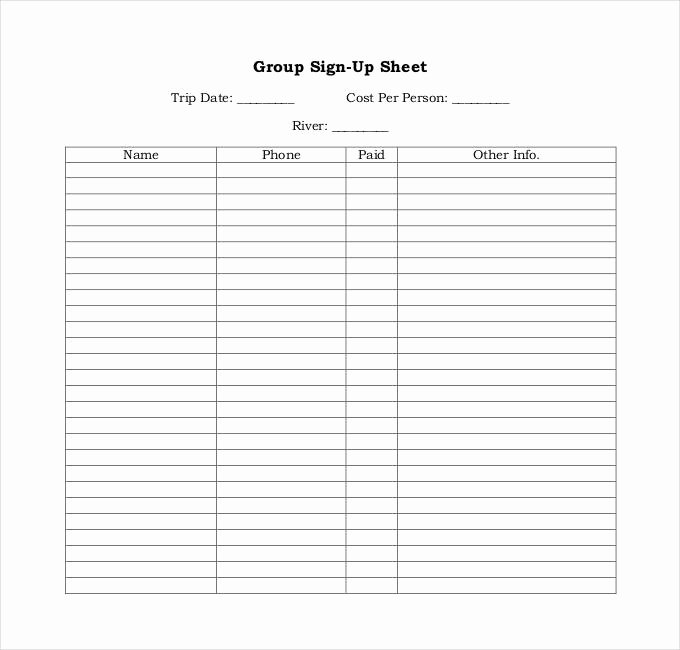 Sign Up Sheets Template Awesome Sign Up Sheets 58 Free Word Excel Pdf Documents