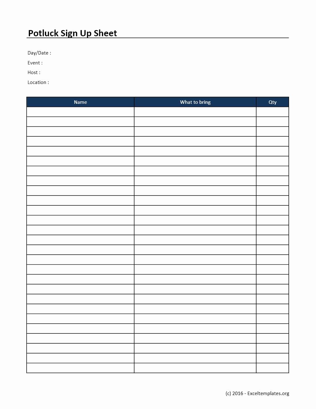 Sign Up Sheets Template Elegant Potluck Sign Up Sheet Template Excel Templates