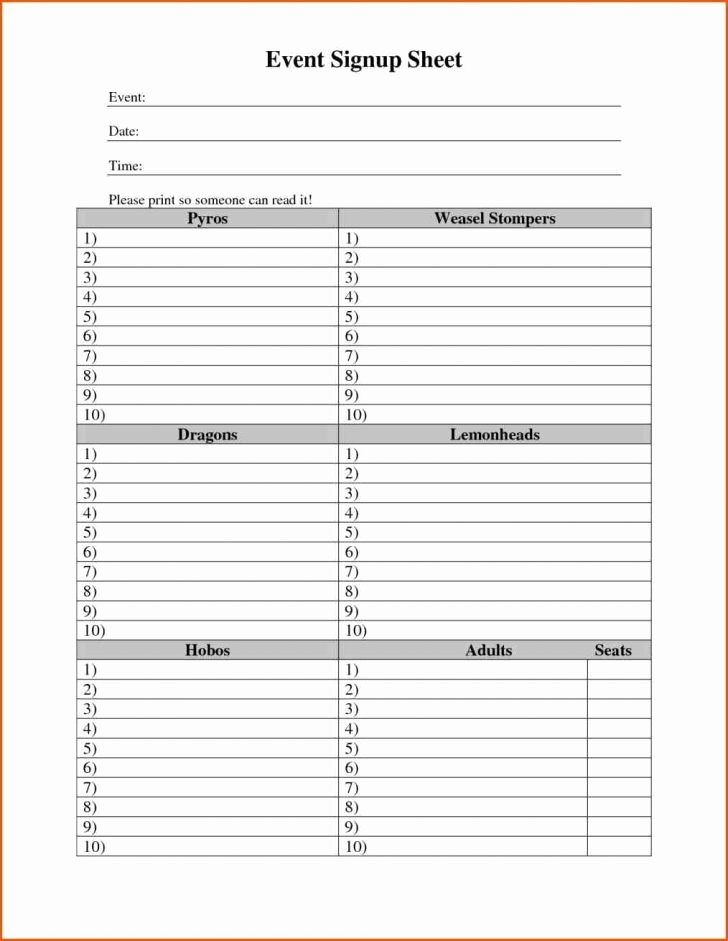 Sign Up Sheets Template New Sign Up Sheets Resume Trakore Document Templates