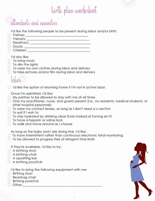 Simple Birth Plan Template New Birth Plan Worksheet Page 1 Free Printable Coloring Pages