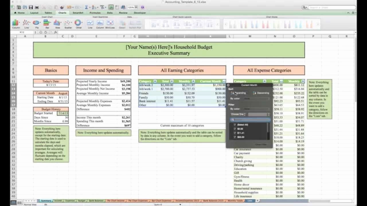 Simple Budget Template Excel Unique Household Bud and Finances Template and Tutorial Excel