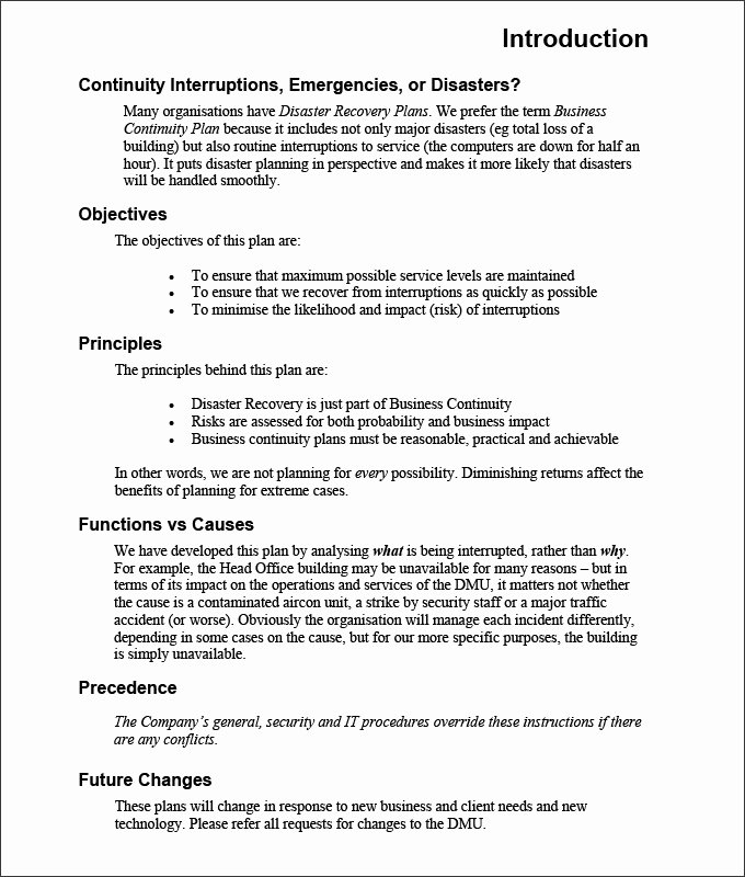 Simple Business Continuity Plan Template New Business Continuity Plan Template 9 Free Word Pdf