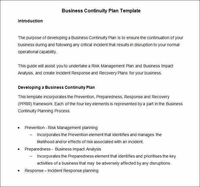 Simple Business Continuity Plan Template Unique Business Continuity Plan Template 9 Free Word Pdf