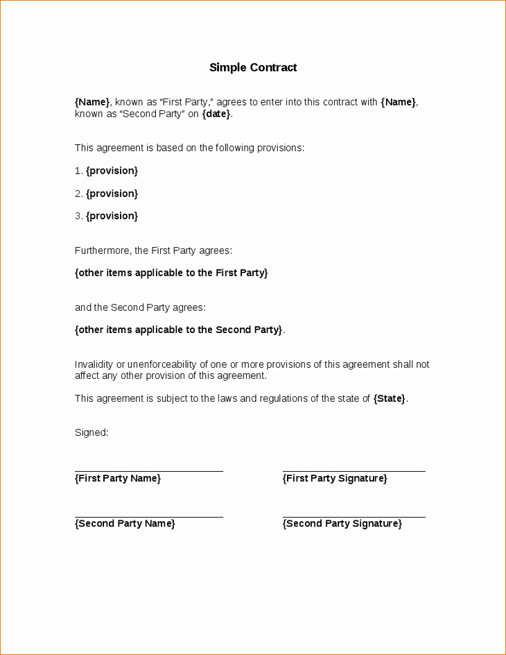 Simple Business Contract Template Best Of Simple Contract Agreement