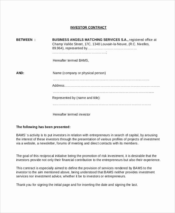 Simple Business Contract Template Elegant 12 Investment Contract Templates Google Docs Word