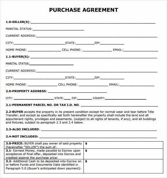 Simple Buy Sell Agreement Template Unique Purchase Agreement 7 Free Samples Examples format