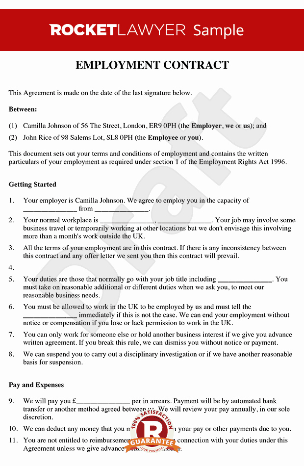 Simple Employment Contract Template Free Beautiful Employment Contract Template Free Contract Employment