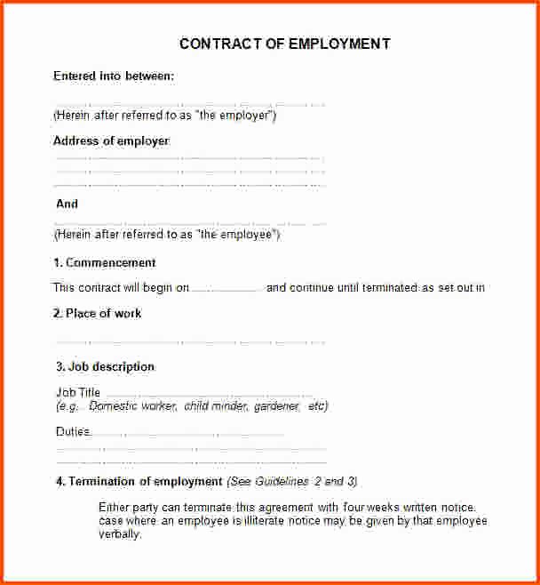 Simple Employment Contract Template Free Elegant Simple Employment Agreement