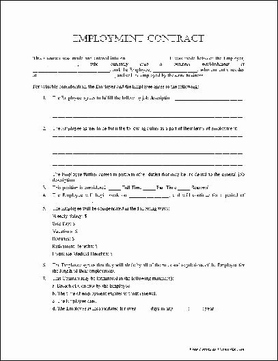 Simple Employment Contract Template Free Inspirational Free Basic Employment Contract From formville