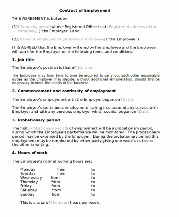 Simple Employment Contract Template Free Lovely 9 Simple Contract Agreements
