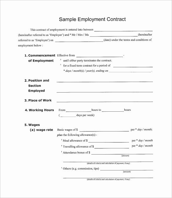Simple Employment Contract Template Free New Simple Contract Template 9 Download Free Documents In