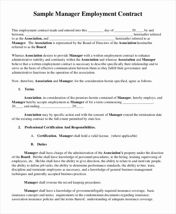 Simple Employment Contract Template Free Unique Employment Contract Sample Doc Templates Resume