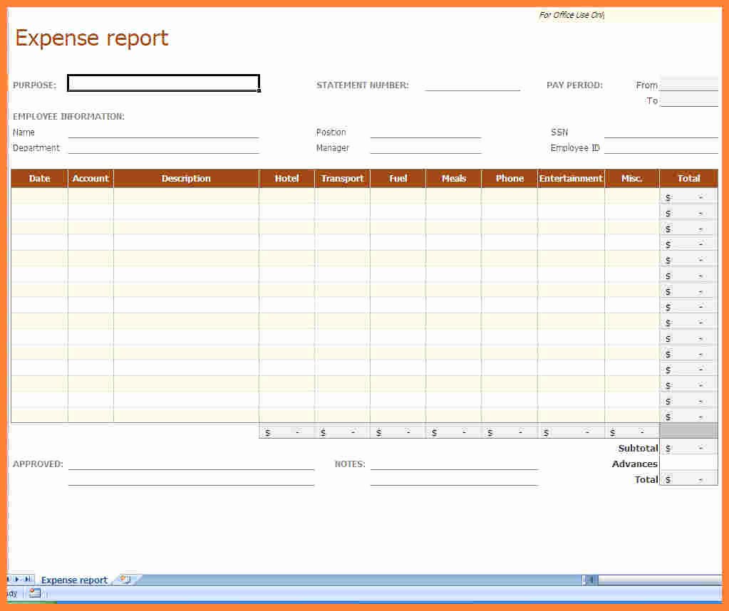Simple Expense Report Template Best Of 8 Microsoft Office Expense Report Template