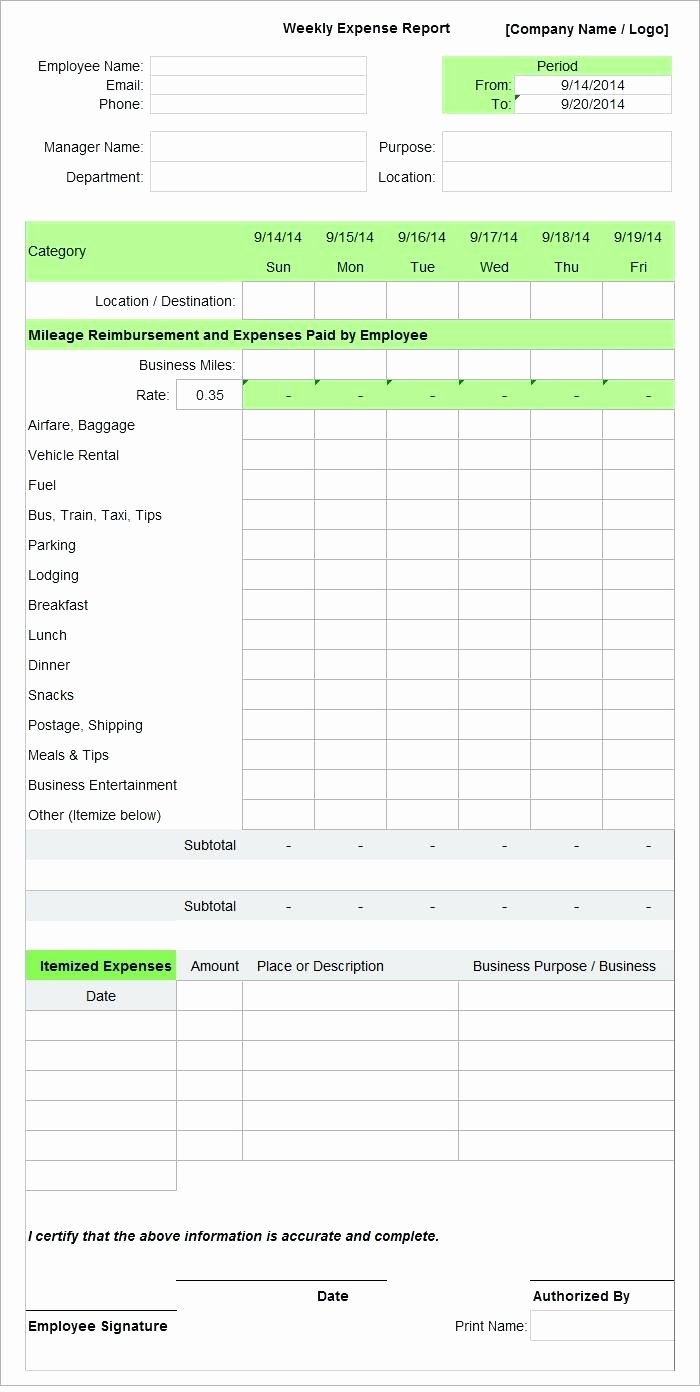 Simple Expense Report Template Fresh Template Basic Expense Report Template