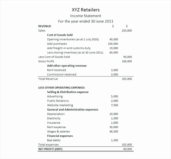 Simple Income Statement Template Fresh Sample Balance Sheet Statement Financial Position