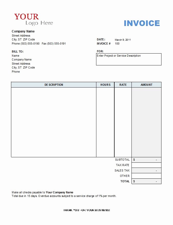 Simple Invoice Template Excel Inspirational 7 Best Of form Invoice Template Free Word Invoice