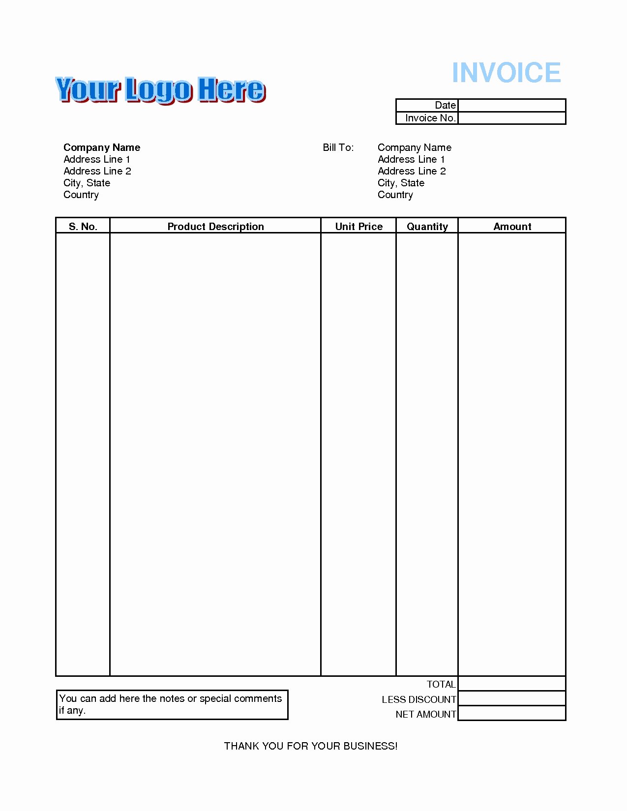 Simple Invoice Template Excel Inspirational Bill Invoice format Invoice Template Ideas