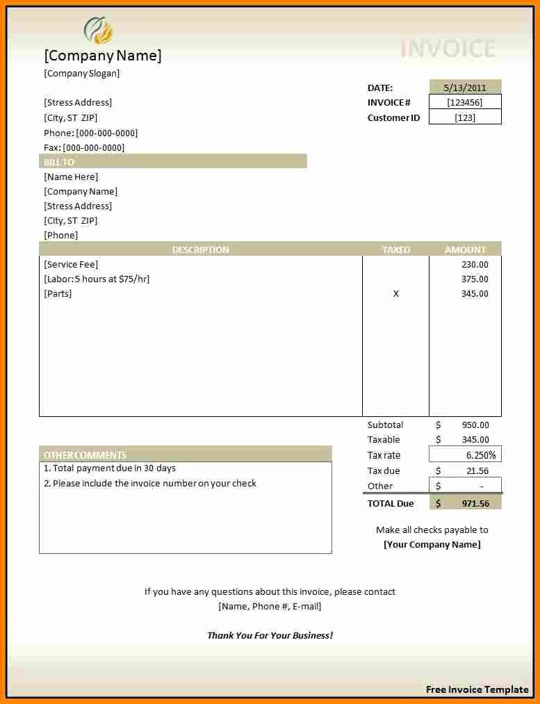 Simple Invoice Template Excel Luxury Invoice Template In Excel Free Download Invoice Template