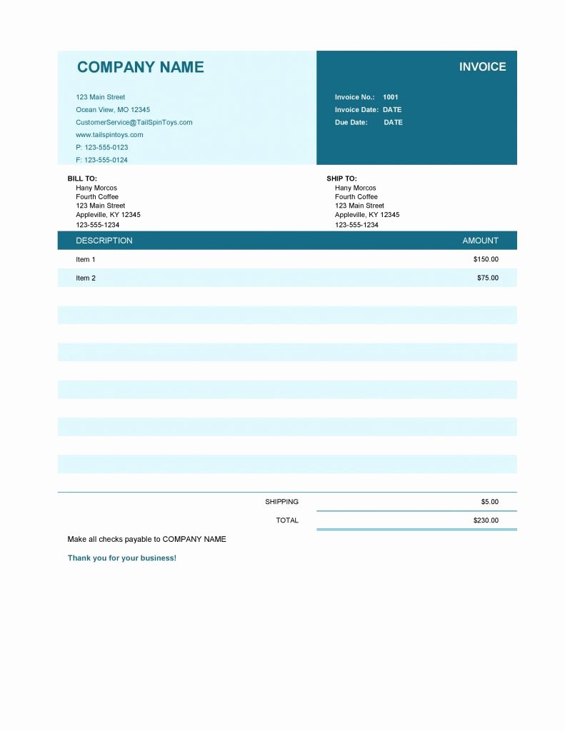 Simple Invoice Template Excel New 19 Free Invoice Template Excel Easy to Edit and Customize