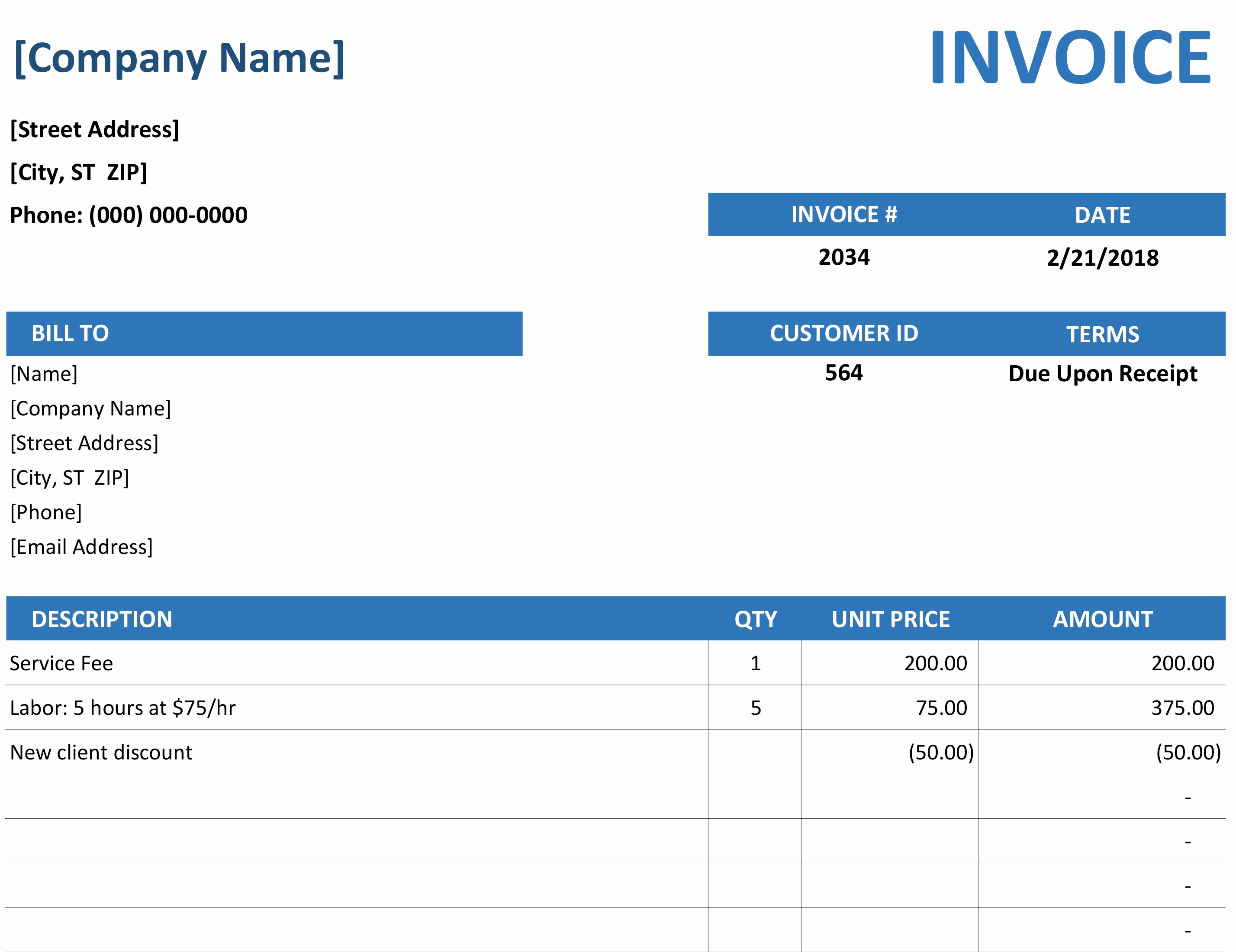 Simple Invoice Template Excel Unique Invoice