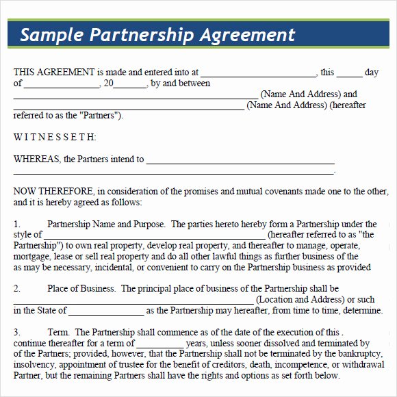 Simple Partnership Agreement Template Doc Lovely 8 Sample Partnership Agreements