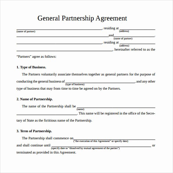 Simple Partnership Agreement Template Doc Luxury 12 Sample General Partnership Agreement Templates