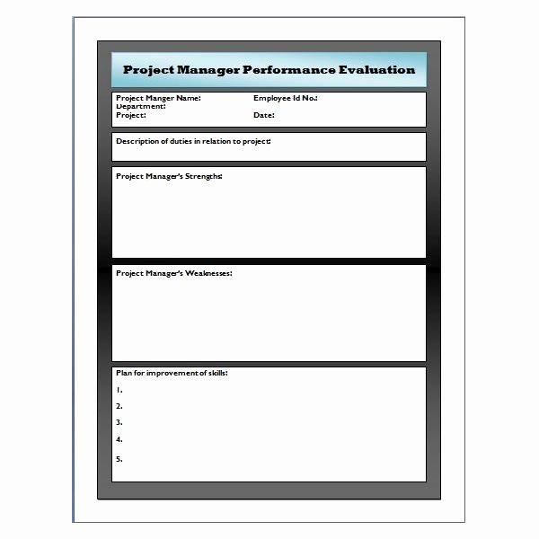 Simple Performance Review Template Unique Sample Performance Evaluation for Project Manager Use