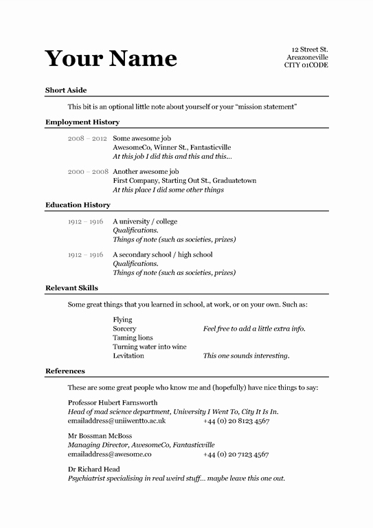 Simple Professional Resume Template Awesome Basic Resume Template